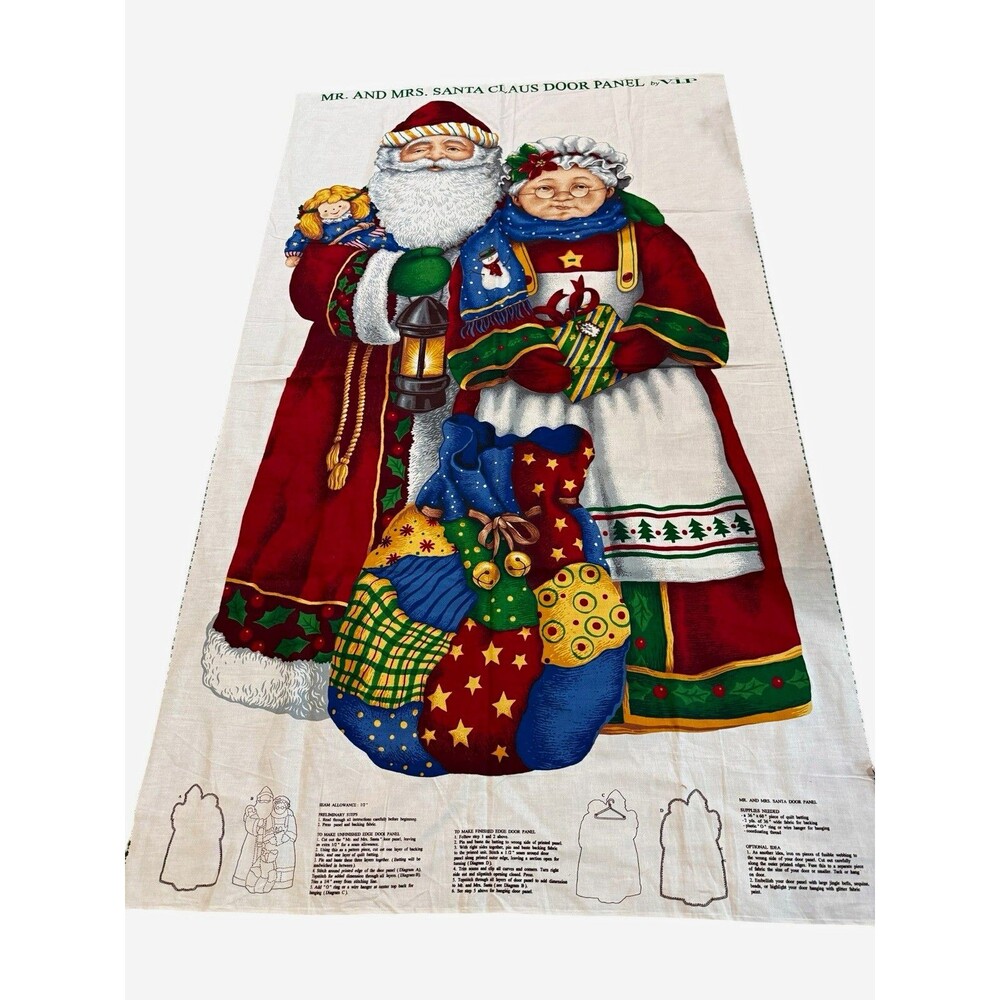 VIP Mr. and Mrs. Santa Claus Christmas Door Panel Uncut Fabric
